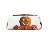 LHBWCVN Gingerbread Man Candy Pencil Case Large Capacity Pencil Pouch Aesthetic Pen Bag Leather Makeup Bag for Women Men Travel Toiletry Bags Zipper Cosmetic Bag Wide-open Coin Pouch Purse, Silver