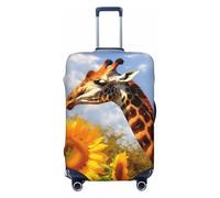 LHBWCVN Giraffe and sunflower Luggage Cover for Suitcase Tsa Approved, Washable Suitcase Protector Fits 18-32 Inch Anti-scratch Suitcase Cover Carry on Luggage Sleeve Travel Baggage Cover, Black, S