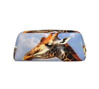 LHBWCVN Giraffe and sunflower Pencil Case Large Capacity Pencil Pouch Aesthetic Pen Bag Leather Makeup Bag for Women Men Travel Toiletry Bags Zipper Cosmetic Bag Wide-open Coin Pouch Purse, Gold, One