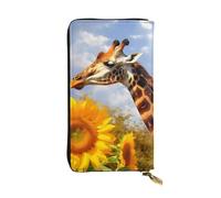 Lhbwcvn Giraffe And Sunflower Wallet For Women Men Clutch Rfid Blocking Leather Wallets Large Capacity Purse Credit Card Holder Money Case With Zipper Phone Holder Long Travel Purse, Black, One Size