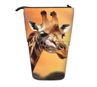 LHBWCVN Giraffe Cosmetics Bag Standing Pencil Case Telescopic Pencil Bag Portable Pencil Holder Cute Stand up Pencil Pouch for Women Men Travel Coin Pouch Purse