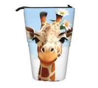 LHBWCVN Giraffe Cosmetics Bag Standing Pencil Case Telescopic Pencil Bag Portable Pencil Holder Cute Stand up Pencil Pouch for Women Men Travel Coin Pouch Purse