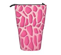 LHBWCVN Giraffe Texture Cosmetics Bag Standing Pencil Case Telescopic Pencil Bag Portable Pencil Holder Cute Stand up Pencil Pouch for Women Men Travel Coin Pouch Purse