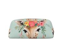 LHBWCVN Giraffe with Floral Pencil Case Large Capacity Pencil Pouch Aesthetic Pen Bag Leather Makeup Bag for Women Men Travel Toiletry Bags Zipper Cosmetic Bag Wide-open Coin Pouch Purse, Gold, One