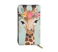 Lhbwcvn Giraffe With Floral Wallet For Women Men Clutch Rfid Blocking Leather Wallets Large Capacity Purse Credit Card Holder Money Case With Zipper Phone Holder Long Travel Purse, Black, One Size