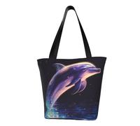 LHBWCVN glitter dolphin Tote Bag for Women Top-Handle Purse Large Shoulder Hobo Bags Casual Handbags Aesthetic Shopping Bag Reusable Grocery Bag Zipper Work Bag Travel Beach Bag