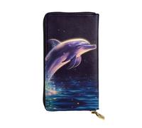 Lhbwcvn Glitter Dolphin Wallet For Women Men Clutch Rfid Blocking Leather Wallets Large Capacity Purse Credit Card Holder Money Case With Zipper Phone Holder Long Travel Purse, Black, One Size