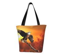 LHBWCVN Golden Sunset Bald Eagle Tote Bag for Women Top-Handle Purse Large Shoulder Hobo Bags Casual Handbags Aesthetic Shopping Bag Reusable Grocery Bag Zipper Work Bag Travel Beach Bag