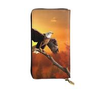 Lhbwcvn Golden Sunset Bald Eagle Wallet For Women Men Clutch Rfid Blocking Leather Wallets Large Capacity Purse Credit Card Holder Money Case With Zipper Phone Holder Long Travel Purse, Black, One