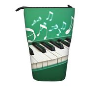 LHBWCVN Green and white piano keys Cosmetics Bag Standing Pencil Case Telescopic Pencil Bag Portable Pencil Holder Cute Stand up Pencil Pouch for Women Men Travel Coin Pouch Purse