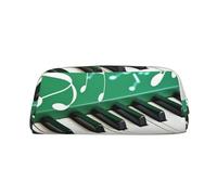LHBWCVN Green and white piano keys Pencil Case Large Capacity Pencil Pouch Aesthetic Pen Bag Leather Makeup Bag for Women Men Travel Toiletry Bags Zipper Cosmetic Bag Wide-open Coin Pouch Purse