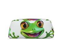 LHBWCVN Green Frog Pencil Case Large Capacity Pencil Pouch Aesthetic Pen Bag Leather Makeup Bag for Women Men Travel Toiletry Bags Zipper Cosmetic Bag Wide-open Coin Pouch Purse, Gold, One size