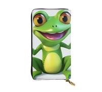 Lhbwcvn Green Frog Wallet For Women Men Clutch Rfid Blocking Leather Wallets Large Capacity Purse Credit Card Holder Money Case With Zipper Phone Holder Long Travel Purse, Black, One Size