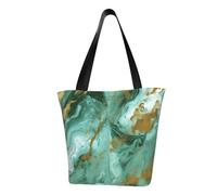 LHBWCVN Green Gold Marble Tote Bag for Women Top-Handle Purse Large Shoulder Hobo Bags Casual Handbags Aesthetic Shopping Bag Reusable Grocery Bag Zipper Work Bag Travel Beach Bag