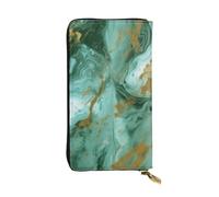 Lhbwcvn Green Gold Marble Wallet For Women Men Clutch Rfid Blocking Leather Wallets Large Capacity Purse Credit Card Holder Money Case With Zipper Phone Holder Long Travel Purse, Black, One Size
