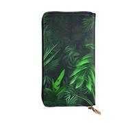 Lhbwcvn Green Tropical Jungle Plant Wallet For Women Men Clutch Rfid Blocking Leather Wallets Large Capacity Purse Credit Card Holder Money Case With Zipper Phone Holder Long Travel Purse, Black, One