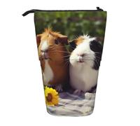 LHBWCVN Guinea Pigs Funny Cosmetics Bag Standing Pencil Case Telescopic Pencil Bag Portable Pencil Holder Cute Stand up Pencil Pouch for Women Men Travel Coin Pouch Purse