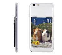 LHBWCVN Guinea Pigs Funny Phone Wallet Stick On, Phone Card Holder for Women Men, Slim Adhesive Credit Card Holder for Back of Cellphone Case, Leather ID Cards Pocket Wallets for Phone Case