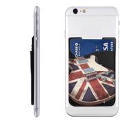 LHBWCVN Guitar British Flag Phone Wallet Stick On, Phone Card Holder for Women Men, Slim Adhesive Credit Card Holder for Back of Cellphone Case, Leather ID Cards Pocket Wallets for Phone Case