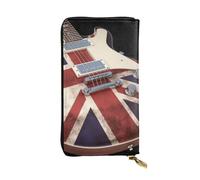 LHBWCVN Guitar British Flag Wallet For Women Men Clutch Rfid Blocking Leather Wallets Large Capacity Purse Credit Card Holder Money Case With Zipper Phone Holder Long Travel Purse, Black, One Size
