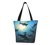 LHBWCVN Hammerhead Sharks Tote Bag for Women Top-Handle Purse Large Shoulder Hobo Bags Casual Handbags Aesthetic Shopping Bag Reusable Grocery Bag Zipper Work Bag Travel Beach Bag