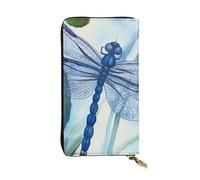 Lhbwcvn Hand Painted Blue Dragonfly Wallet For Women Men Clutch Rfid Blocking Leather Wallets Large Capacity Purse Credit Card Holder Money Case With Zipper Phone Holder Long Travel Purse, Black, One