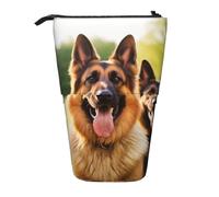 LHBWCVN Happy german shepherd Cosmetics Bag Standing Pencil Case Telescopic Pencil Bag Portable Pencil Holder Cute Stand up Pencil Pouch for Women Men Travel Coin Pouch Purse