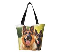 LHBWCVN Happy german shepherd Tote Bag for Women Top-Handle Purse Large Shoulder Hobo Bags Casual Handbags Aesthetic Shopping Bag Reusable Grocery Bag Zipper Work Bag Travel Beach Bag