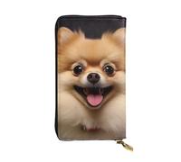 Lhbwcvn Happy Short-Haired Pomeranian Wallet For Women Men Clutch Rfid Blocking Leather Wallets Large Capacity Purse Credit Card Holder Money Case With Zipper Phone Holder Long Travel Purse, Black,