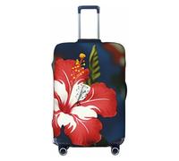LHBWCVN Hawaii Flower Red Luggage Cover for Suitcase Tsa Approved, Washable Suitcase Protector Fits 18-32 Inch Anti-scratch Suitcase Cover Carry on Luggage Sleeve Travel Baggage Cover, Black, M