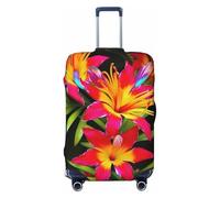 LHBWCVN Hawaiian Colorful Flower Luggage Cover for Suitcase Tsa Approved, Washable Suitcase Protector Fits 18-32 Inch Anti-scratch Suitcase Cover Carry on Luggage Sleeve Travel Baggage Cover, Black, M