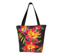 LHBWCVN Hawaiian Colorful Flower Tote Bag for Women Top-Handle Purse Large Shoulder Hobo Bags Casual Handbags Aesthetic Shopping Bag Reusable Grocery Bag Zipper Work Bag Travel Beach Bag
