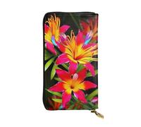 Lhbwcvn Hawaiian Colorful Flower Wallet For Women Men Clutch Rfid Blocking Leather Wallets Large Capacity Purse Credit Card Holder Money Case With Zipper Phone Holder Long Travel Purse, Black, One