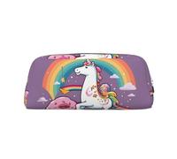 LHBWCVN Horse Doughnut Rainbow Pencil Case Large Capacity Pencil Pouch Aesthetic Pen Bag Leather Makeup Bag for Women Men Travel Toiletry Bags Zipper Cosmetic Bag Wide-open Coin Pouch Purse, Silver