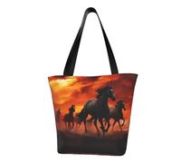 LHBWCVN Horses Red Glowing Clouds Tote Bag for Women Top-Handle Purse Large Shoulder Hobo Bags Casual Handbags Aesthetic Shopping Bag Reusable Grocery Bag Zipper Work Bag Travel Beach Bag