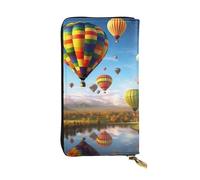 Lhbwcvn Hot Air Balloons Wallet For Women Men Clutch Rfid Blocking Leather Wallets Large Capacity Purse Credit Card Holder Money Case With Zipper Phone Holder Long Travel Purse, Black, One Size