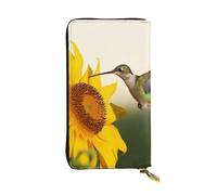Lhbwcvn Hummingbird Sunflower Wallet For Women Men Clutch Rfid Blocking Leather Wallets Large Capacity Purse Credit Card Holder Money Case With Zipper Phone Holder Long Travel Purse, Black, One Size