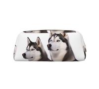 LHBWCVN Husky Dogs Pencil Case Large Capacity Pencil Pouch Aesthetic Pen Bag Leather Makeup Bag for Women Men Travel Toiletry Bags Zipper Cosmetic Bag Wide-open Coin Pouch Purse, Gold, One Size