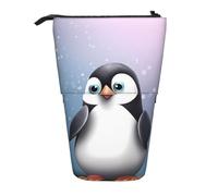 LHBWCVN I Love Penguins Cosmetics Bag Standing Pencil Case Telescopic Pencil Bag Portable Pencil Holder Cute Stand up Pencil Pouch for Women Men Travel Coin Pouch Purse