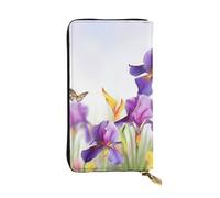 Lhbwcvn Iris Flower Butterfly Wallet For Women Men Clutch Rfid Blocking Leather Wallets Large Capacity Purse Credit Card Holder Money Case With Zipper Phone Holder Long Travel Purse, Black, One Size