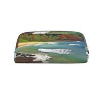 LHBWCVN Kauai Hawaii Seashore Pencil Case Large Capacity Pencil Pouch Aesthetic Pen Bag Leather Makeup Bag for Women Men Travel Toiletry Bags Zipper Cosmetic Bag Wide-open Coin Pouch Purse, Gold, One