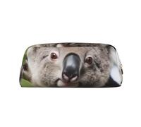 LHBWCVN Koala Bear Pencil Case Large Capacity Pencil Pouch Aesthetic Pen Bag Leather Makeup Bag for Women Men Travel Toiletry Bags Zipper Cosmetic Bag Wide-open Coin Pouch Purse, Gold, One size