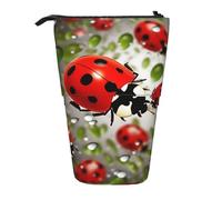 LHBWCVN Ladybug Cosmetics Bag Standing Pencil Case Telescopic Pencil Bag Portable Pencil Holder Cute Stand up Pencil Pouch for Women Men Travel Coin Pouch Purse