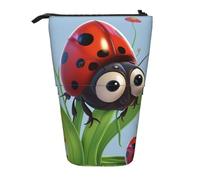 LHBWCVN Ladybug Cosmetics Bag Standing Pencil Case Telescopic Pencil Bag Portable Pencil Holder Cute Stand up Pencil Pouch for Women Men Travel Coin Pouch Purse