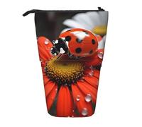 LHBWCVN Ladybug Daisy Cosmetics Bag Standing Pencil Case Telescopic Pencil Bag Portable Pencil Holder Cute Stand up Pencil Pouch for Women Men Travel Coin Pouch Purse
