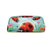 LHBWCVN Ladybug landscape Pencil Case Large Capacity Pencil Pouch Aesthetic Pen Bag Leather Makeup Bag for Women Men Travel Toiletry Bags Zipper Cosmetic Bag Wide-open Coin Pouch Purse