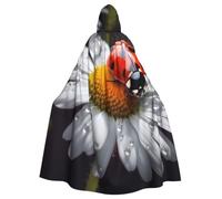 LHBWCVN Ladybug on Daisy Flower Halloween Cloak with Hood, Adult Long Cape | Hooded Cloak Cape, Unisex Cosplay Costume Party Robe, Lightweight, Halloween Witch Vampire Wizard Cape For Cosplay