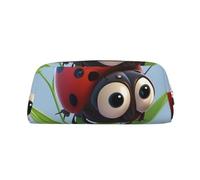 LHBWCVN Ladybug Pencil Case Large Capacity Pencil Pouch Aesthetic Pen Bag Leather Makeup Bag for Women Men Travel Toiletry Bags Zipper Cosmetic Bag Wide-open Coin Pouch Purse, Gold, One Size
