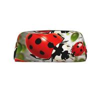 LHBWCVN Ladybug Pencil Case Large Capacity Pencil Pouch Aesthetic Pen Bag Leather Makeup Bag for Women Men Travel Toiletry Bags Zipper Cosmetic Bag Wide-open Coin Pouch Purse