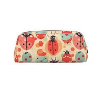 LHBWCVN Ladybugs Cartoon Pattern Pencil Case Large Capacity Pencil Pouch Aesthetic Pen Bag Leather Makeup Bag for Women Men Travel Toiletry Bags Zipper Cosmetic Bag Wide-open Coin Pouch Purse